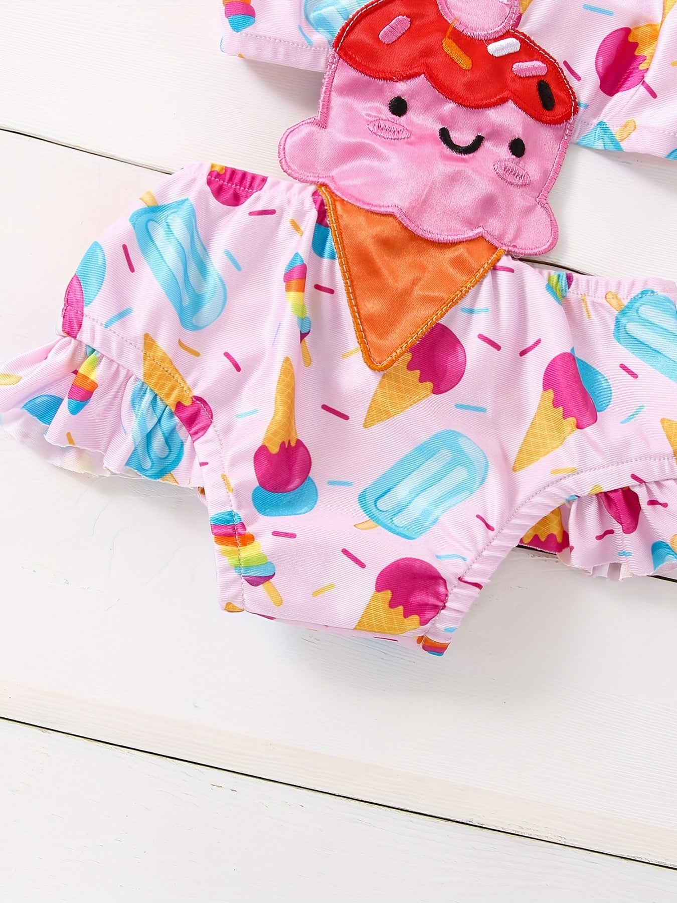 Ice Cream Cartoon Print Camisole Swimsuit Girls Tankinis