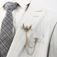 Men's Flying Skull King Tassel Rhinestone Brooch