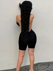 Off Shoulder Open Back Romper Jumpsuit
