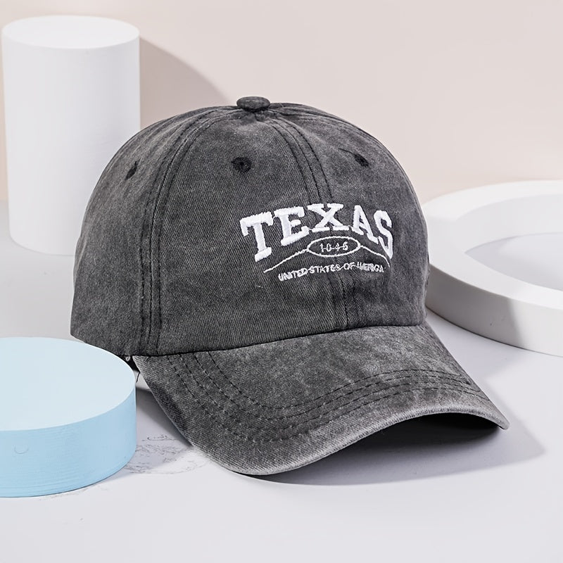 Distressed Baseball Cap Texas Embroidery Adjustable Sun Hats