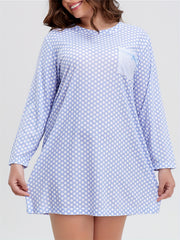  Polka Dot Print Striped Tee Sleep Dress