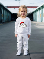Girls Cartoon Dog Christmas Sweatshirt & Sweatpants Set