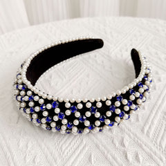 Baroque Faux Pearl Rhinestone Headband Glitter Hair Hoop