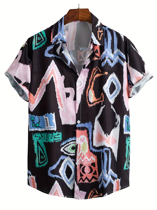 Graffiti Style Men's Short Sleeve Shirt for Summer Vacation