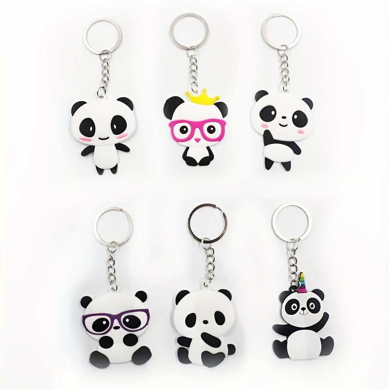 PVC Panda Keychain Cartoon Key Ring Women Bag Pendant Car Key Ring
