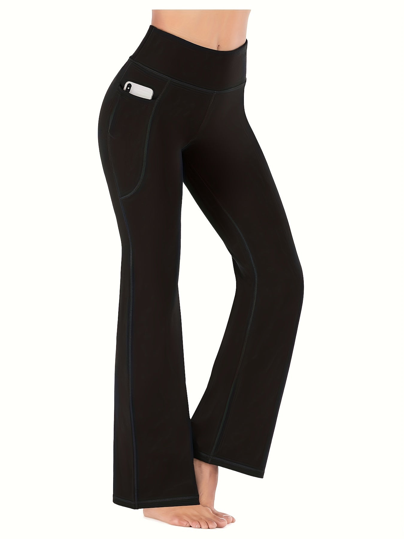 Women's Flare Leggings With Pockets Bootcut Yoga Pants High Waist Tummy Control
