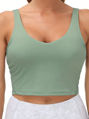  Women's Solid Round Neck Fitness Tank Top