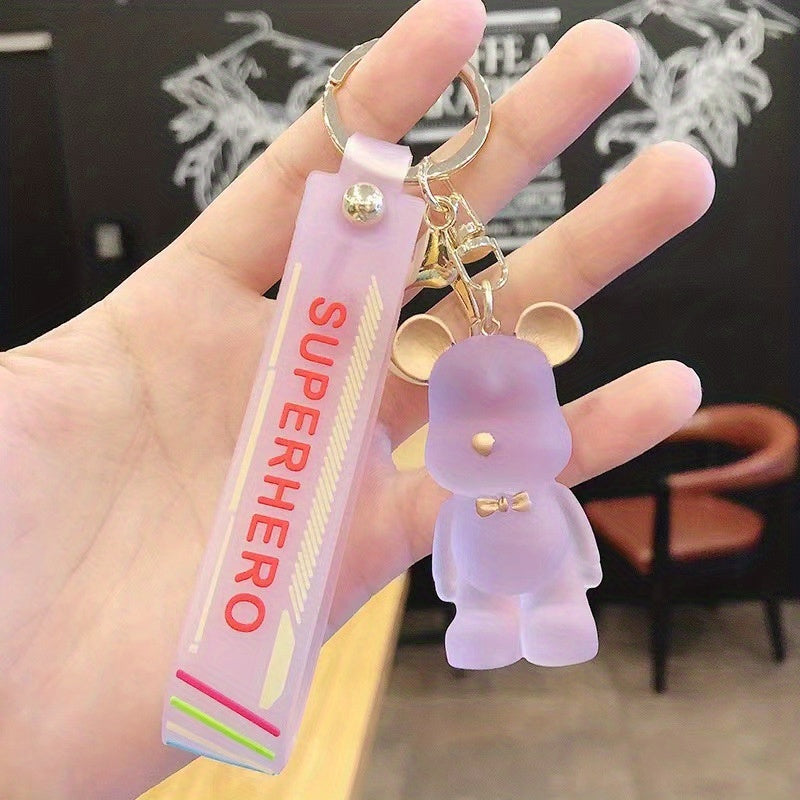 Violent Bear Cartoon Crystal Bow Tie Key Chain Pendant