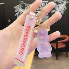 Violent Bear Cartoon Crystal Bow Tie Key Chain Pendant