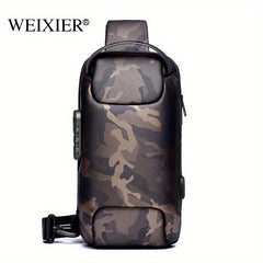 WEIXIER Men's Waterproof Waist Bag USB Charging Lock Gift For Father
