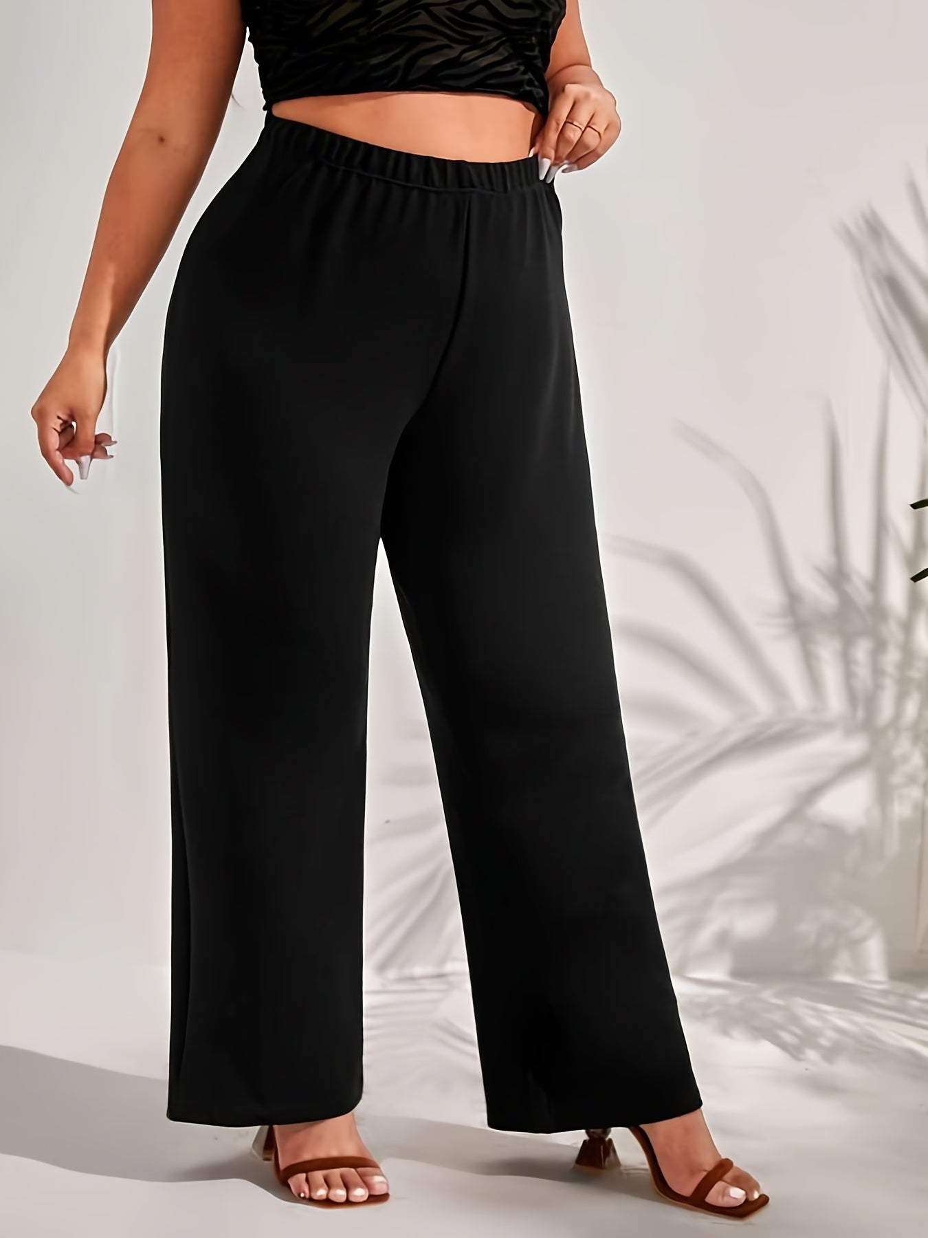  Straight Leg Pants Women's Plus Casual High Waist Pants