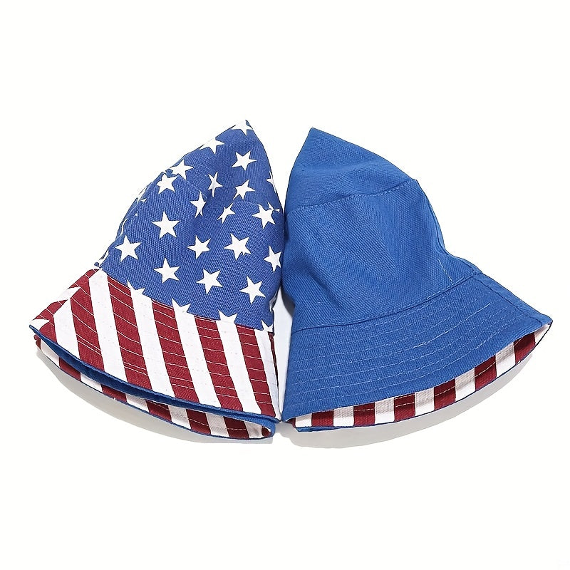 American Flag Reversible Bucket Hat Lightweight Sunscreen Beach Hat