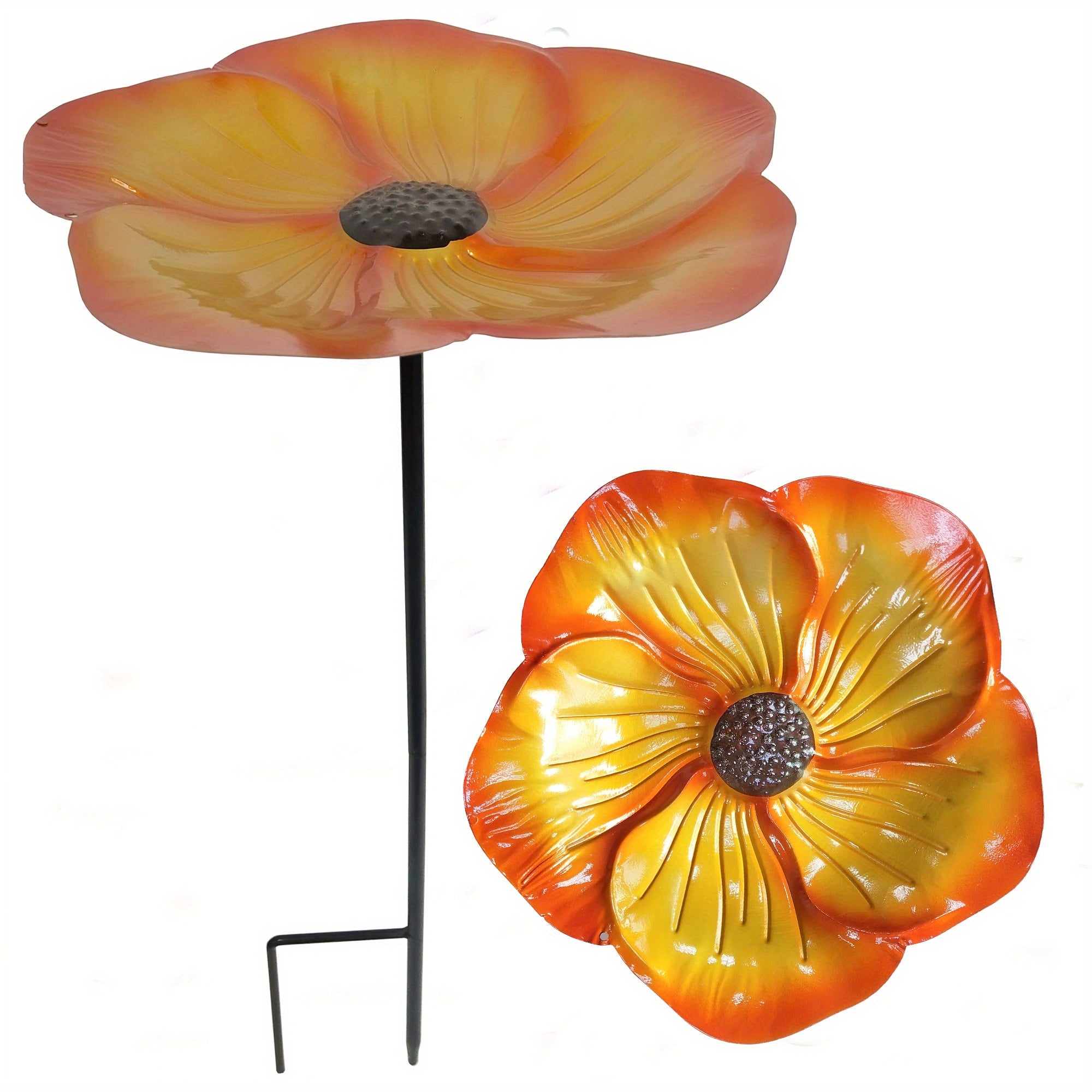 Metal Flower Bird Feeder with Stake for Garden Yard
