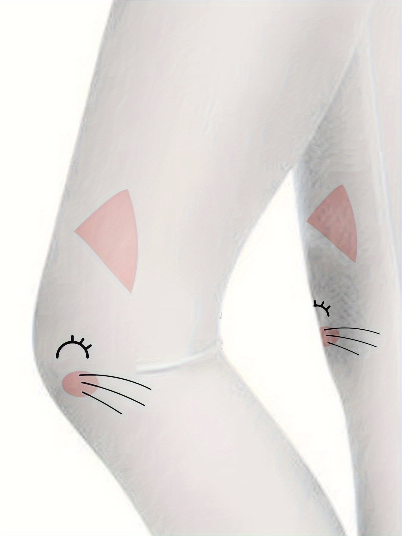 Girls Thick Kitty Graphic Leggings Comfy Solid Leggings