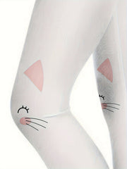 Girls Thick Kitty Graphic Leggings Comfy Solid Leggings