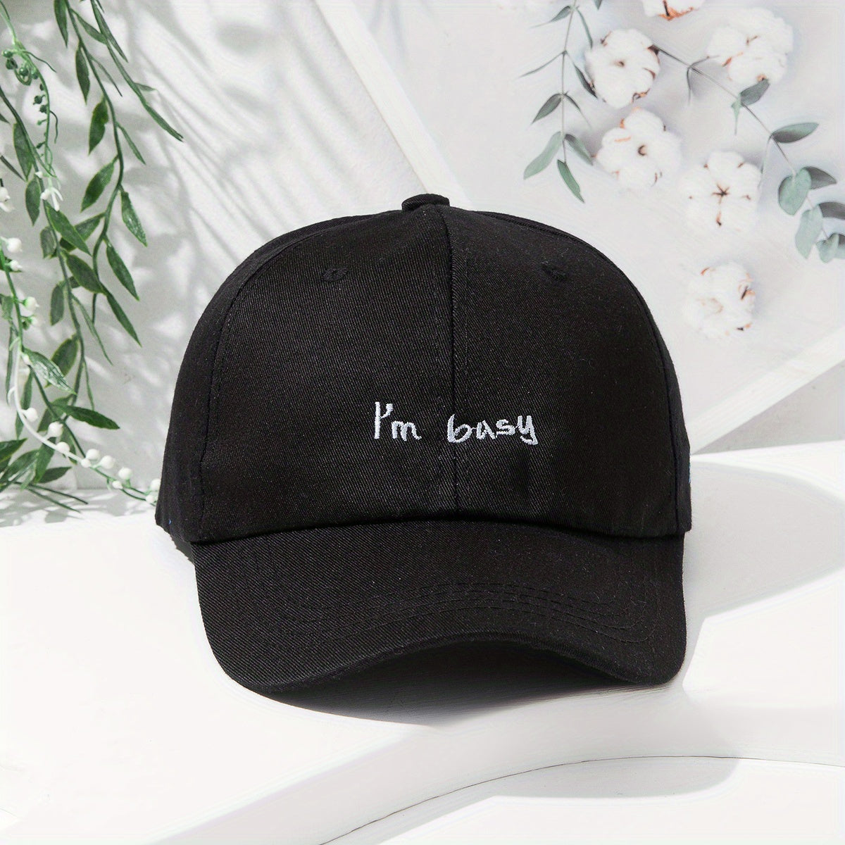 Busy Letter Embroidered Baseball Cap Sun Hat Outdoor Peaked Cap