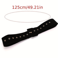 Classic Square Pin Buckle Velvet Belt for Women