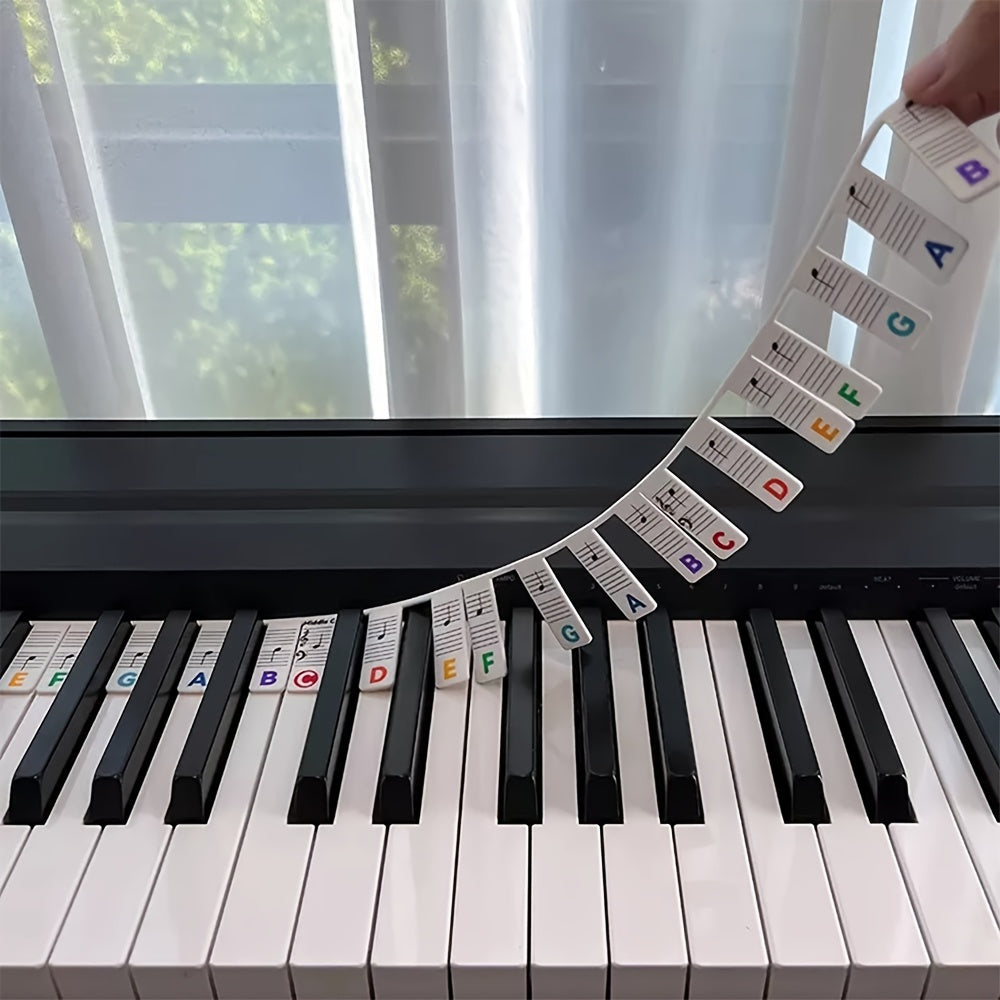 Silicone Piano Stickers 88 Keys Removable Reusable Note Labels