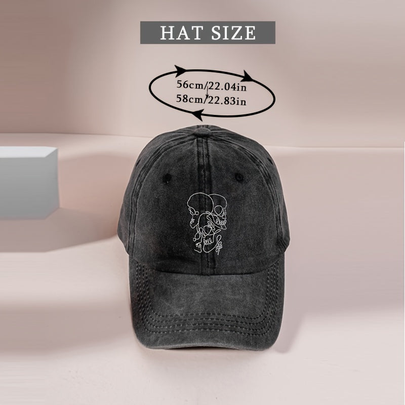 Hip Hop Skull Baseball Cap Vintage Print Women's Cotton Sports Hat Man Unisex