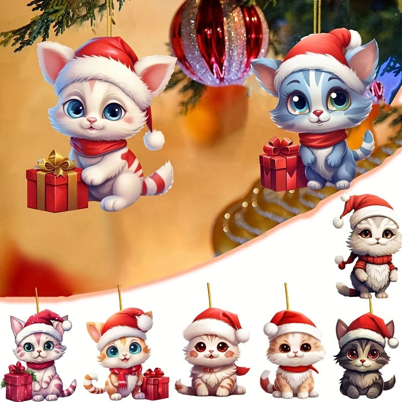 Cat Christmas 2D Hanging Ornament Xmas Tree Decoration