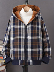 Boys Plaid Fleece Zip Up Jacket for Fall Winter