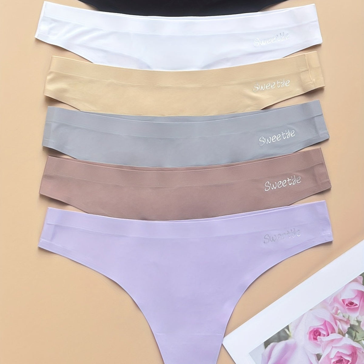 6pcs Seamless Solid Thongs Soft & Comfy Intimates Panties