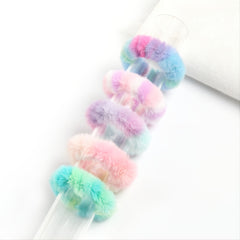 5pcs Furry Elastic Rabbit Hair Scrunchies Pompom Ball Hair Bands Ties