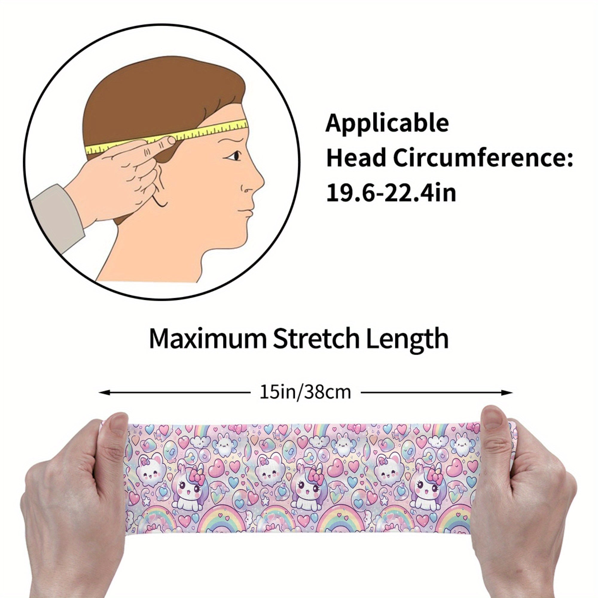 Rainbow Cartoon Character Sports Headband Sweat Wicking Stretchy & Breathable