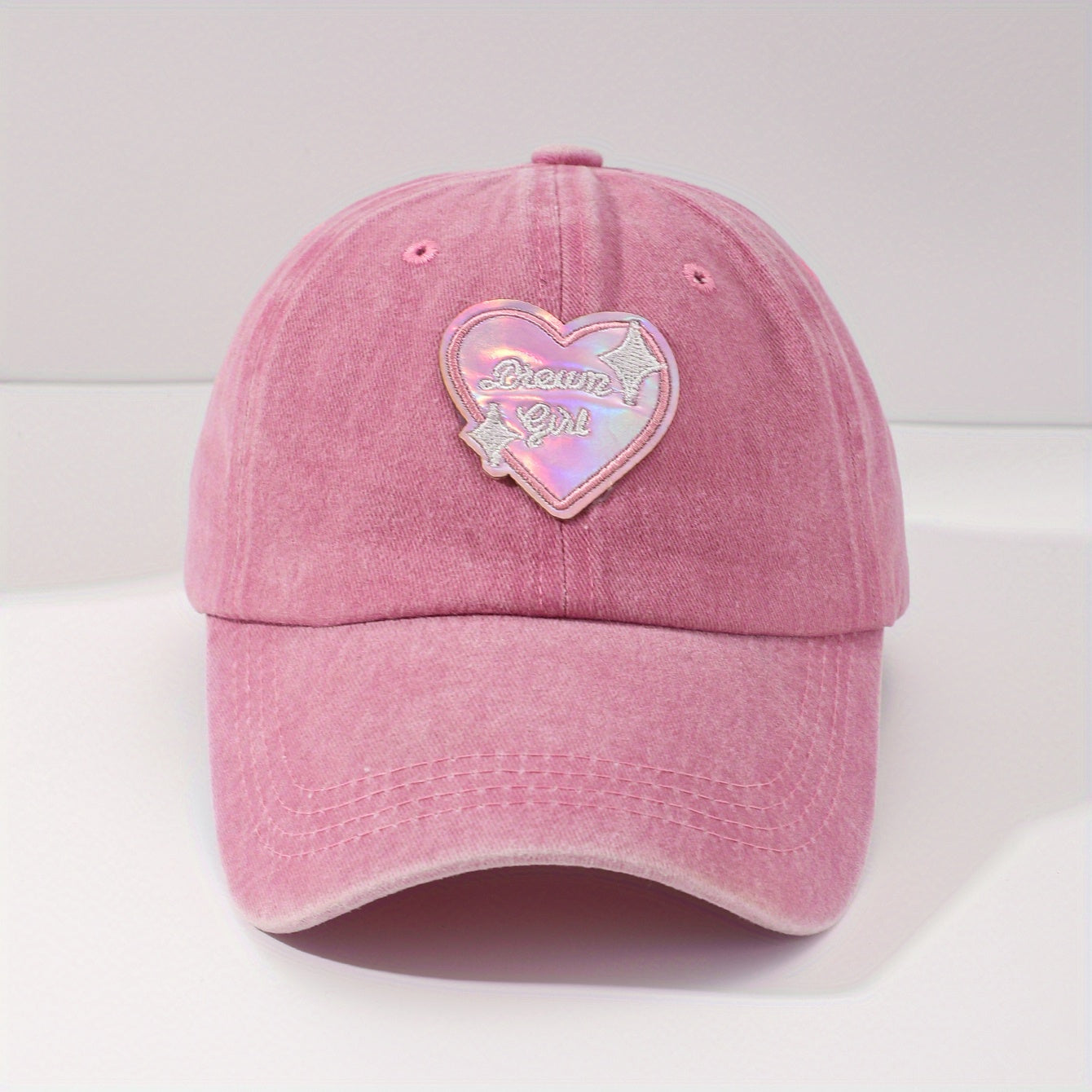 Pink Heart Printed Baseball Cap Casual Sunshade Dad Hat Adjustable Sun Hats