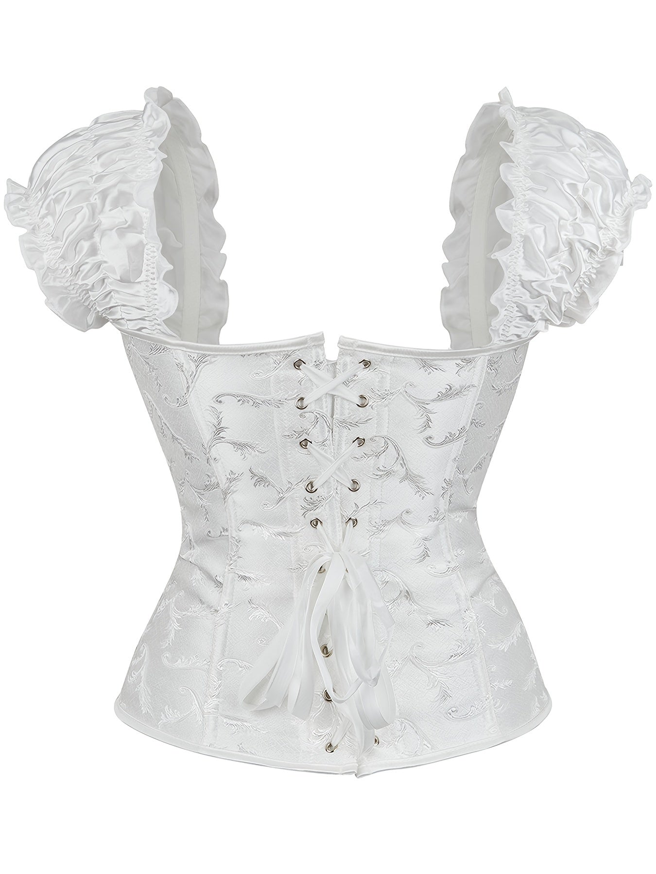 Puff Sleeve Corset Bustier Lace Up Slimmer Body Shaper