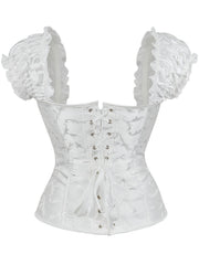 Puff Sleeve Corset Bustier Lace Up Slimmer Body Shaper