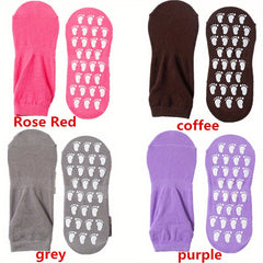 4 Pairs Cozy Yoga Socks Low Cut Anti-Slip Gripper Socks