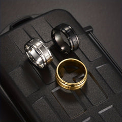 Men's Stainless Steel Single Ring Vacuum Plated Casual Jewelry