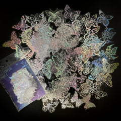 100pcs Transparent Butterfly Laser Stickers PET Creative Retro Stickers