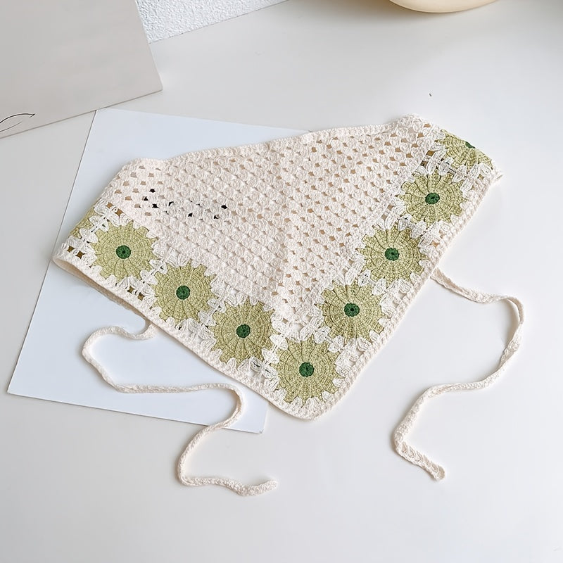 Boho Crochet Bandana Elastic Flower Headband Hair Accessory