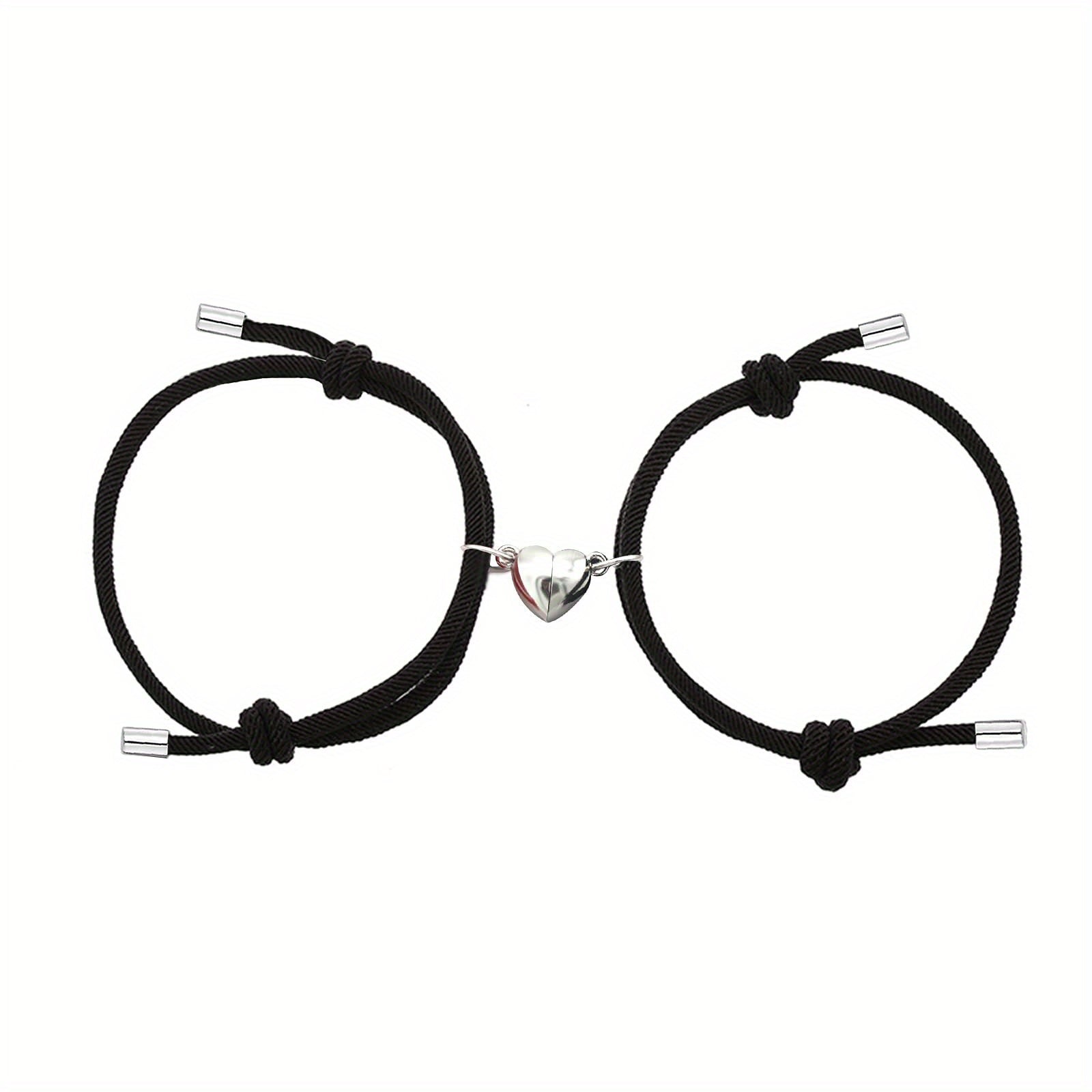 2pcs Love Heart Magnet Buckle Bracelets Couple Set Accessories