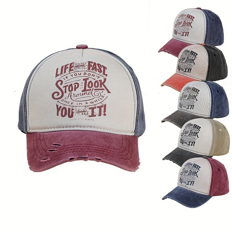 Unisex Raw Denim Baseball Cap with Letter Embroidery