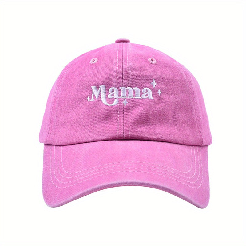 Mama Vintage Baseball Cap Washed Distressed Dad Hat Solid Sunscreen Sports Hats