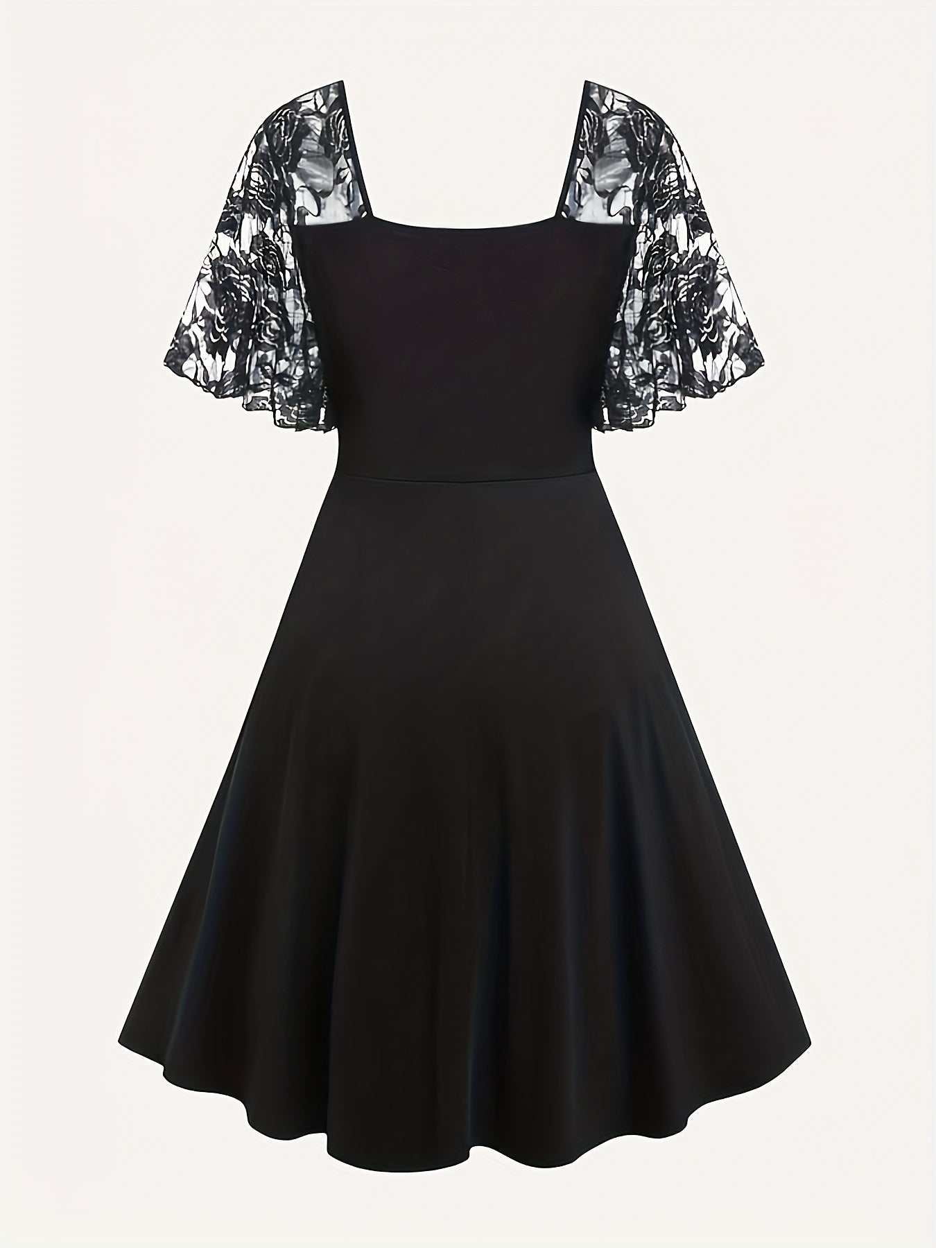  Lace Sweetheart Neck Grommet Dress