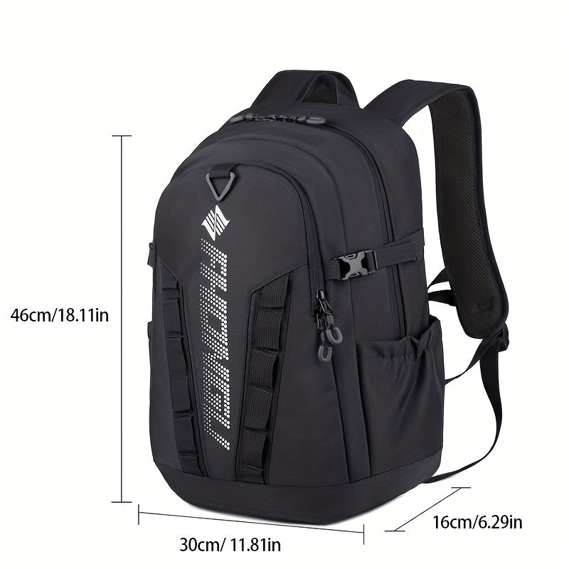 Casual Letter Print Zipper Backpack Large Capacity Travel Storage Rucksack