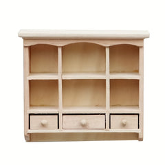 1:12 Scale Dollhouse Cabinet Unfinished Brown 3 Compartment Display Furniture