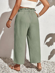  Wide Leg Trousers Elastic High Rise Casual Pants