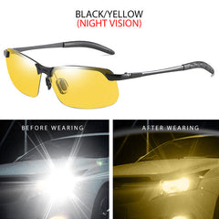 Photochromic Driving Fishing Sunglasses Men Night Vision Decorative Glasses