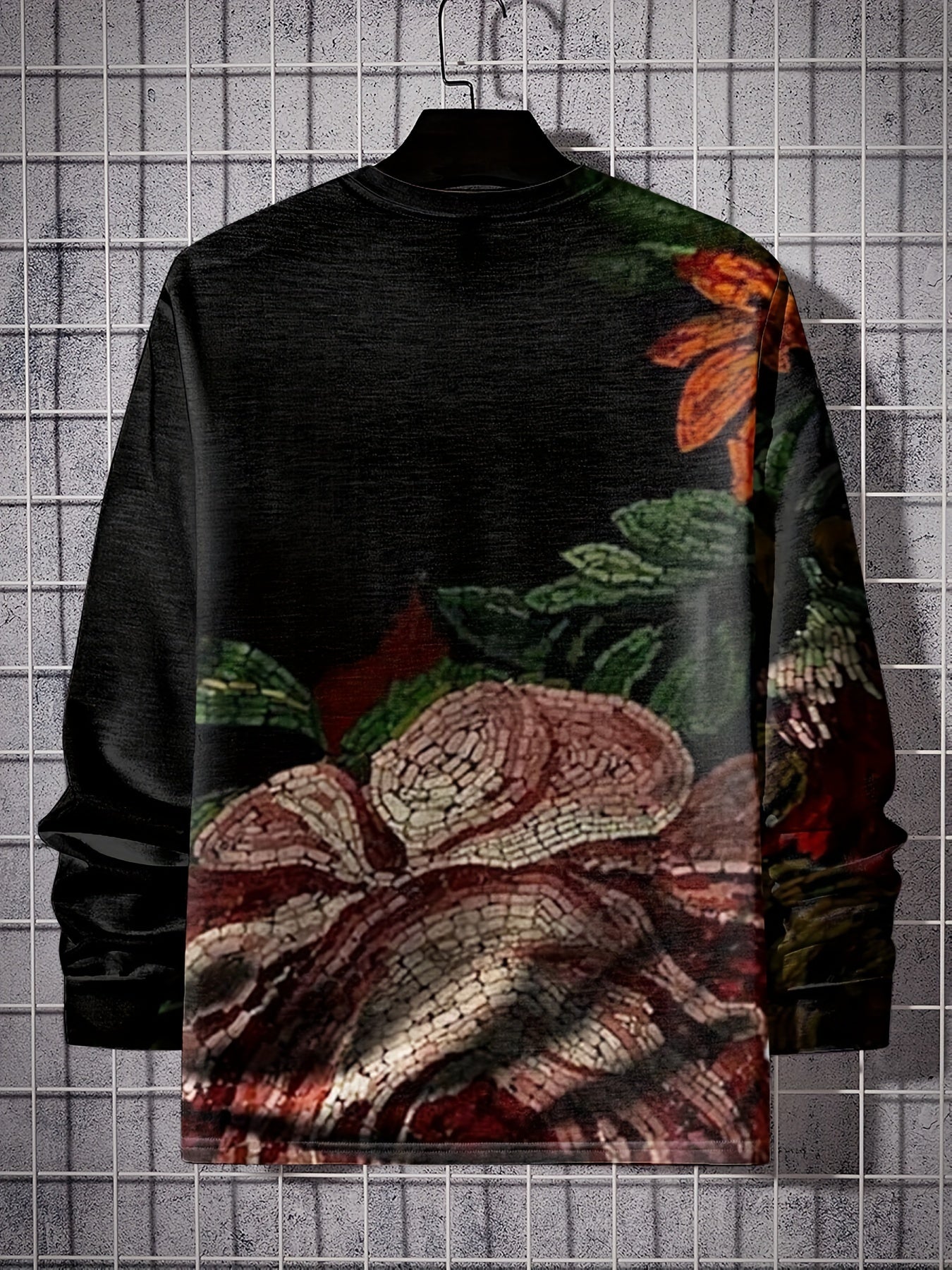 Colorful Flowers Print Men's Long Sleeve Novelty T shirt