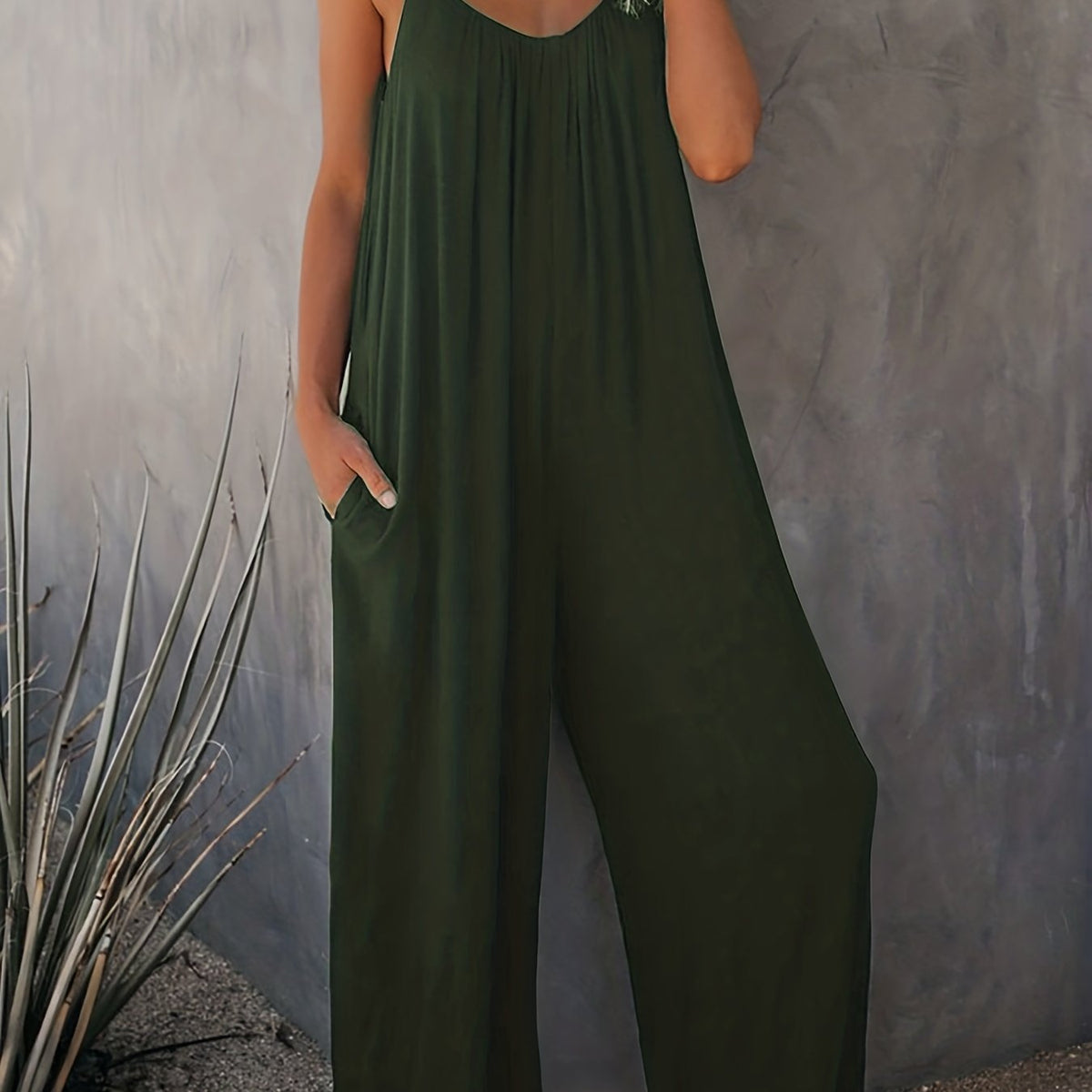  V Neck Wide Leg Summer Jumpsuit