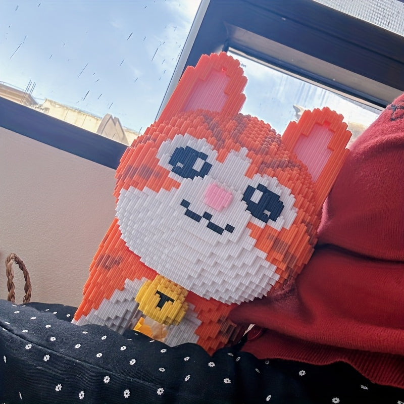 Large Orange Cat Building Block Set Party Game DIY 3D Puzzle Assembly