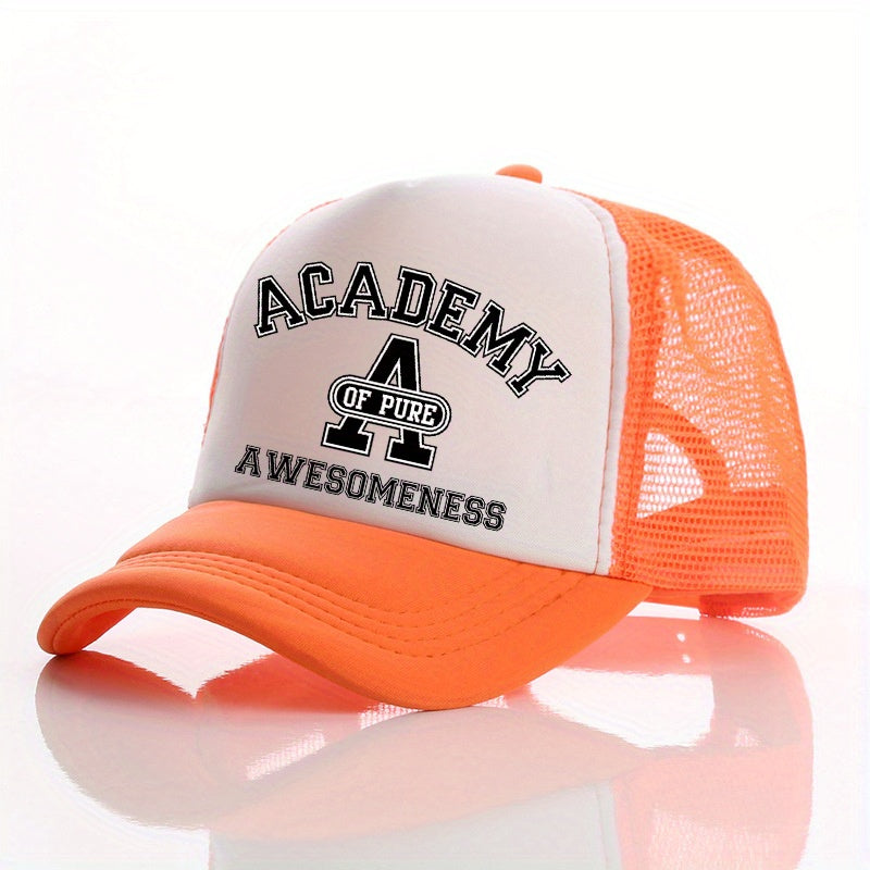 Summer Multicolor Hat Funny ACADEMY AWESOMENESS Letter Print Men's Peaked Cap
