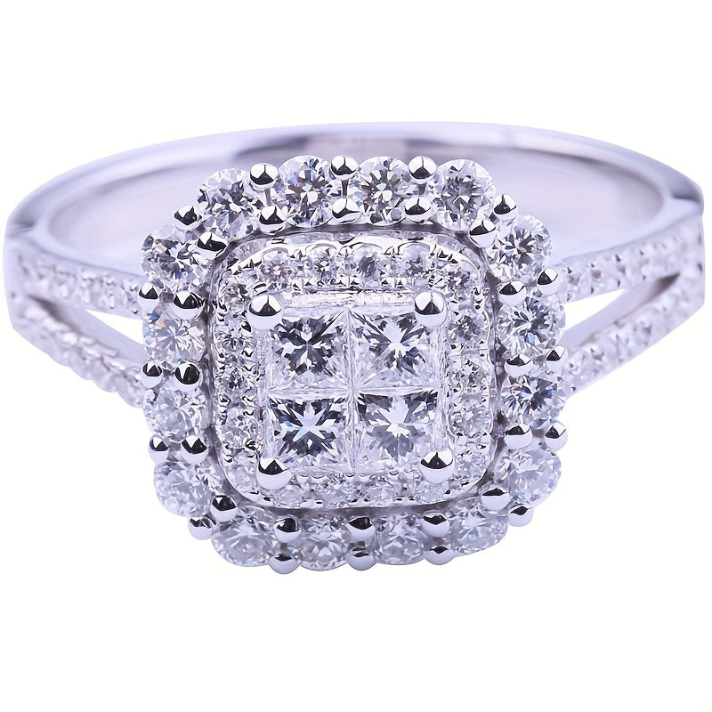 Sparkling Square Cubic Zircon Ring - Anniversary Gift