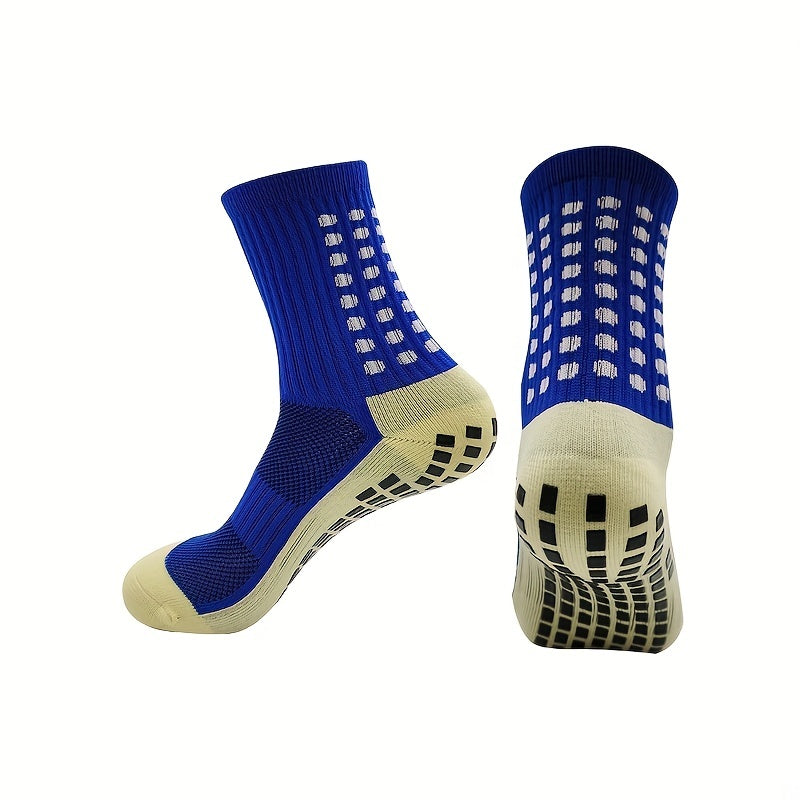 Anti Slip Silicone Mid Calf Athletic Socks For Football