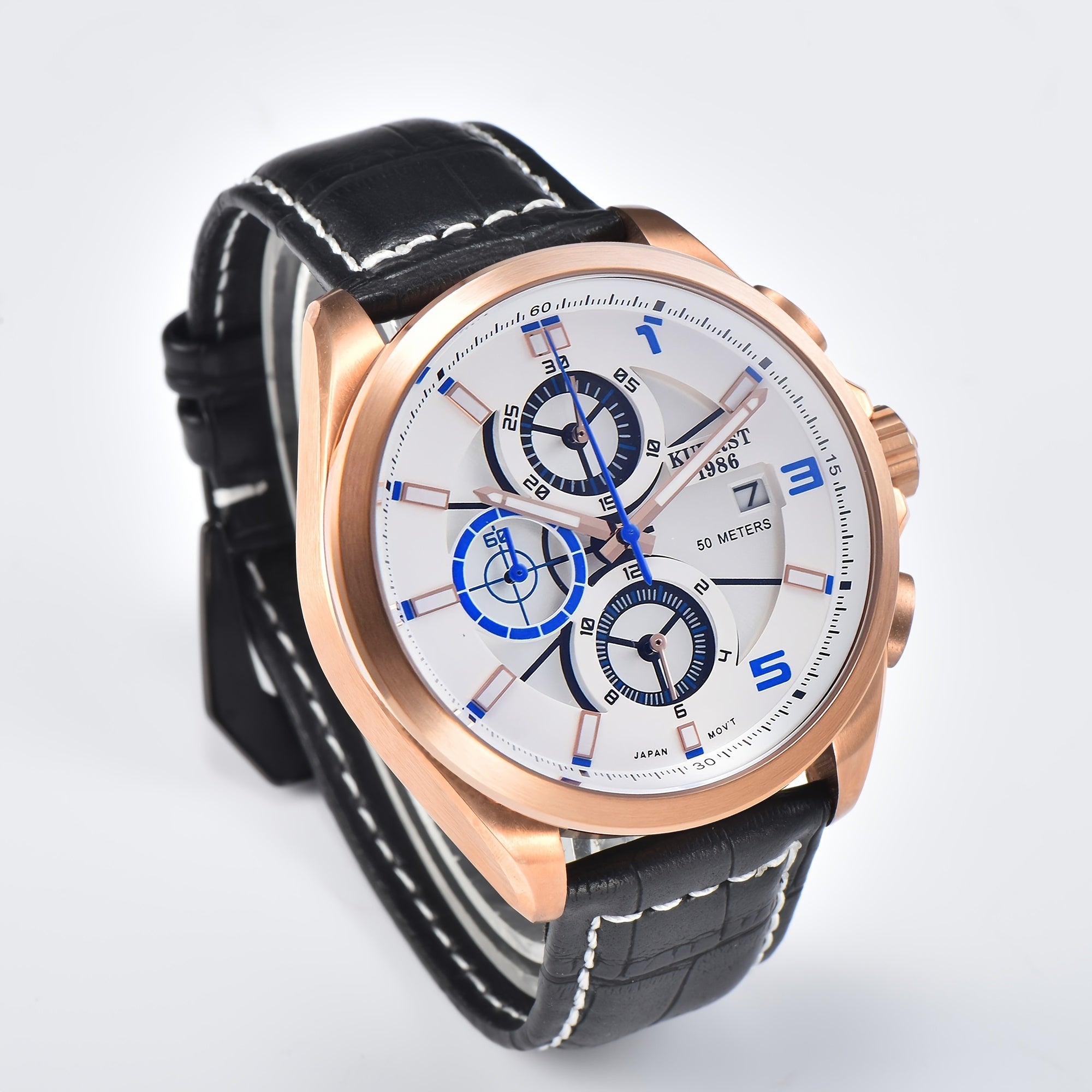 KUERST Teen Watch Stainless Steel Multifunctional Chronograph Quartz